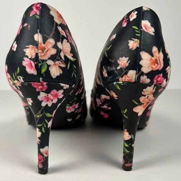 Kelly & Katie Sz 10 Navy Astivia Floral Pumps Heels Flowers Spring Pumps - Picture 6 of 11